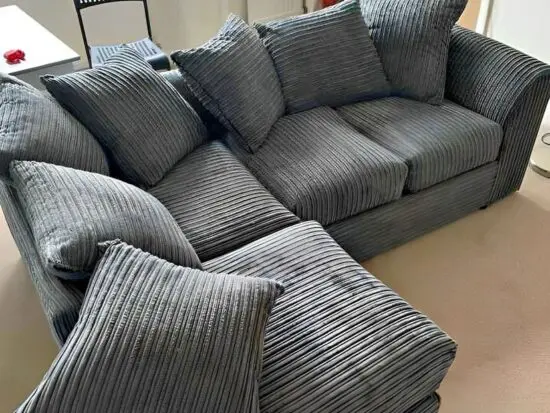 DFS Grey Jumbo Cord Corner Sofa