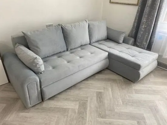 Grey 4 x Seater Right Corner sofa bed ! L Shaped Corner sofa bed with Storage !
