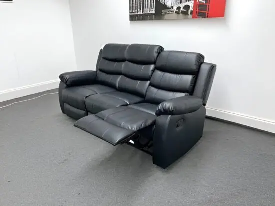 3 Seater Leather Recliner Sofa With in-built Cup Holders