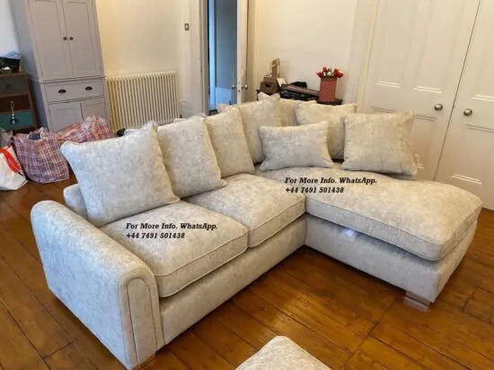 Chiswick Corner Sofa Available in Alaska Silver Fabric