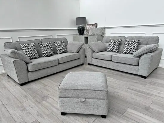 DFS Grey 3x Seater Sofa & 2x Seater HighBack Sofa