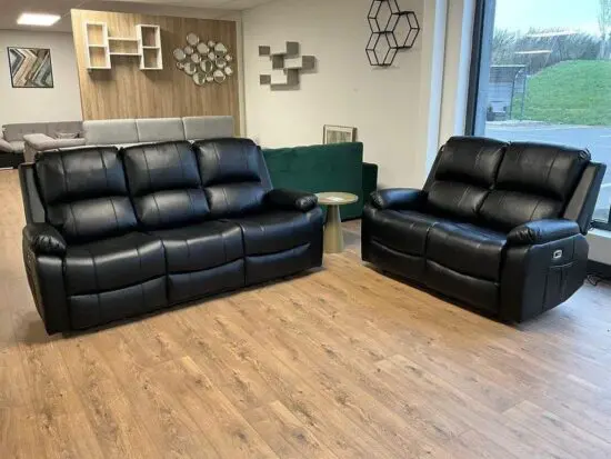 Must Go For 3x and 2x Seater Leather Recliner Sofa in Black Color