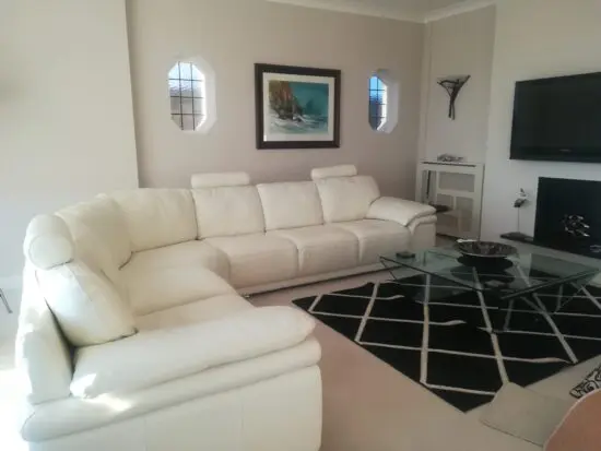 Leeks white leather sofa