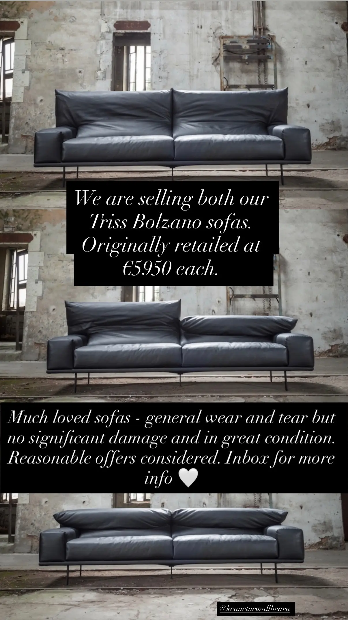 Grey Triss Bolzano Sofa set + ottoman