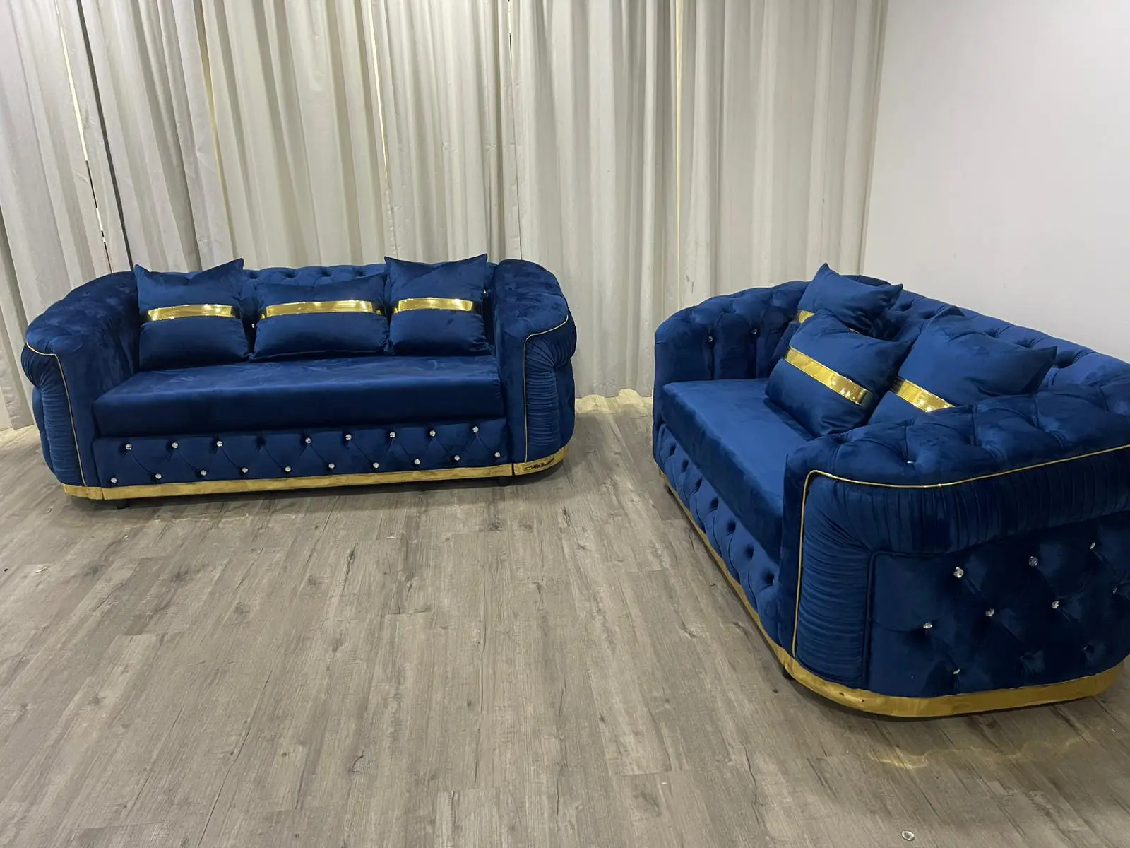 the Royal Sapphire Velvet Sofa Set