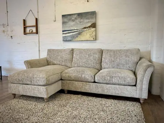 Next Brand Stamford Range Sofa in Upholstered in Beige Fabric.