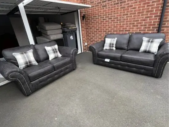 DFS Black 3 seater sofa and 2 seater leather oakland Sofa