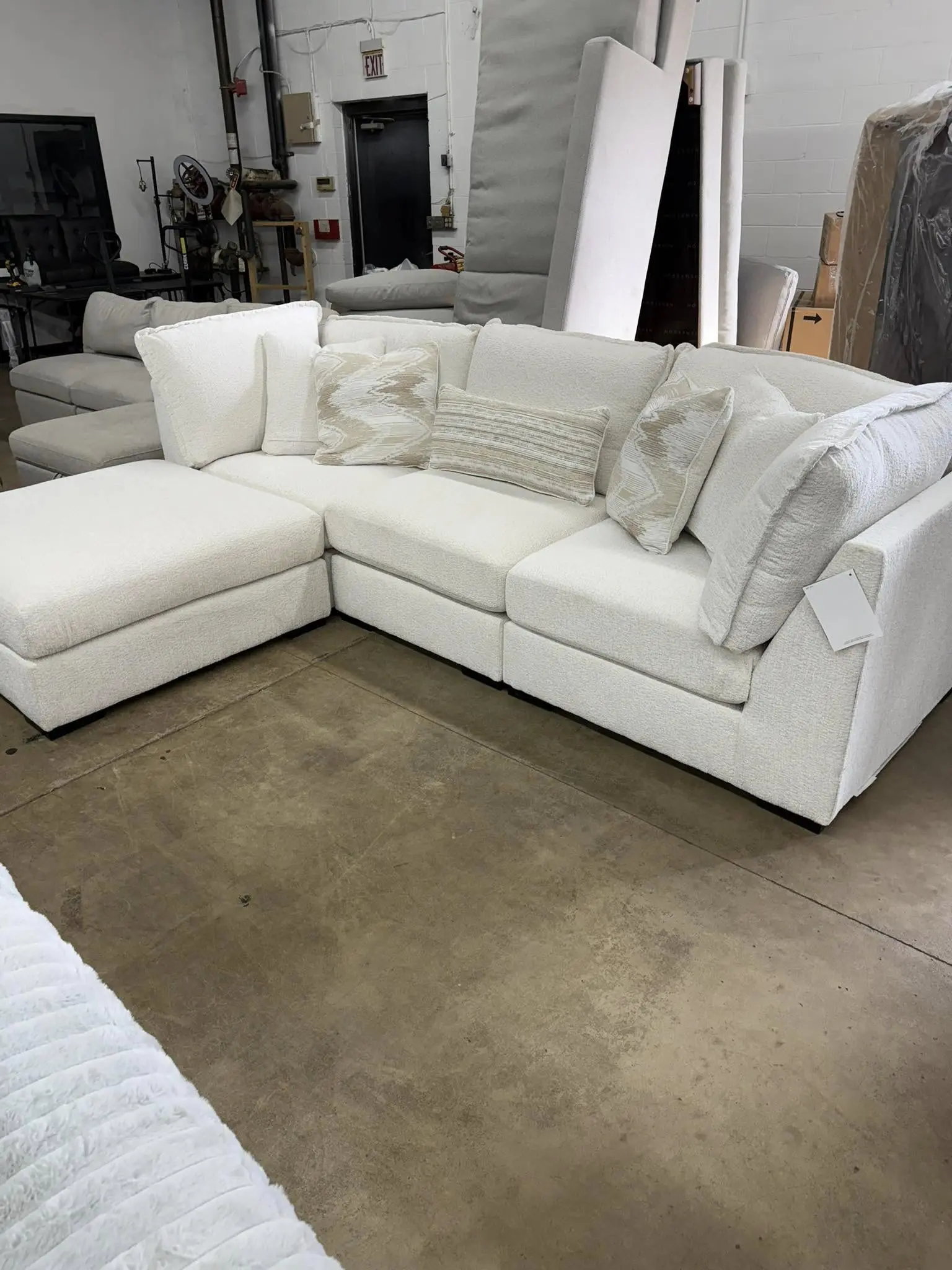 John Lewis Cream L Shape Corner Sofa With High Back Cushions For Sale