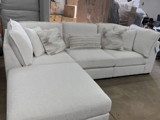 John Lewis Cream L Shape Corner Sofa With High Back Cushions For Sale