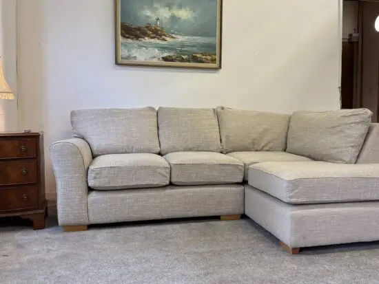 Next Beige L Shape Corner Sofa With Lounge Chaise For Sale