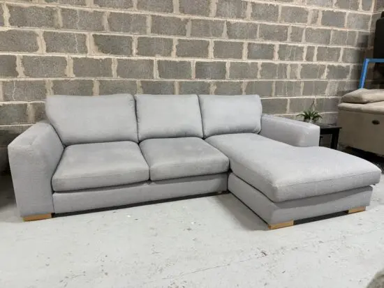 DFS Grey 4 Settee L Shape Corner Sofa With Chaise Lounge For Sale