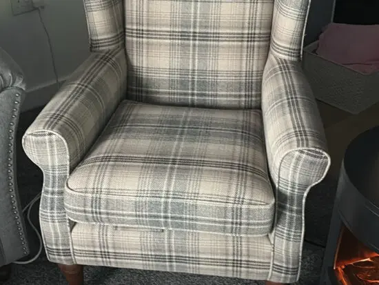 Tweedy Check Kildare Grey Sherlock Highback Armchair