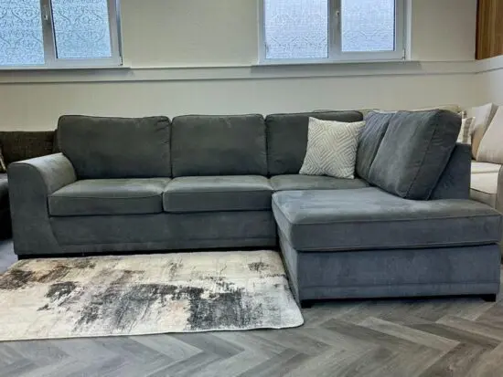 DFS 4x Seater L Shaped Corner Sofa with Highback Cushions & Matching Footstool