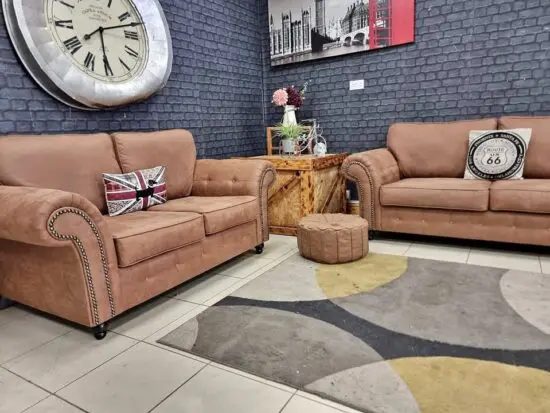 DFS 2 seater sofa and 3 seater Oakland leather sofa in brown color
