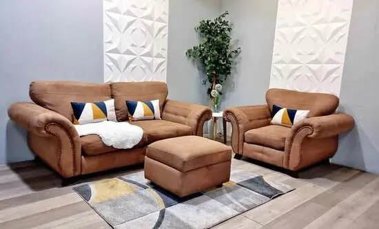 DFS 2x seater leather sofa and 3x seater Oakland leather sofa in brown color