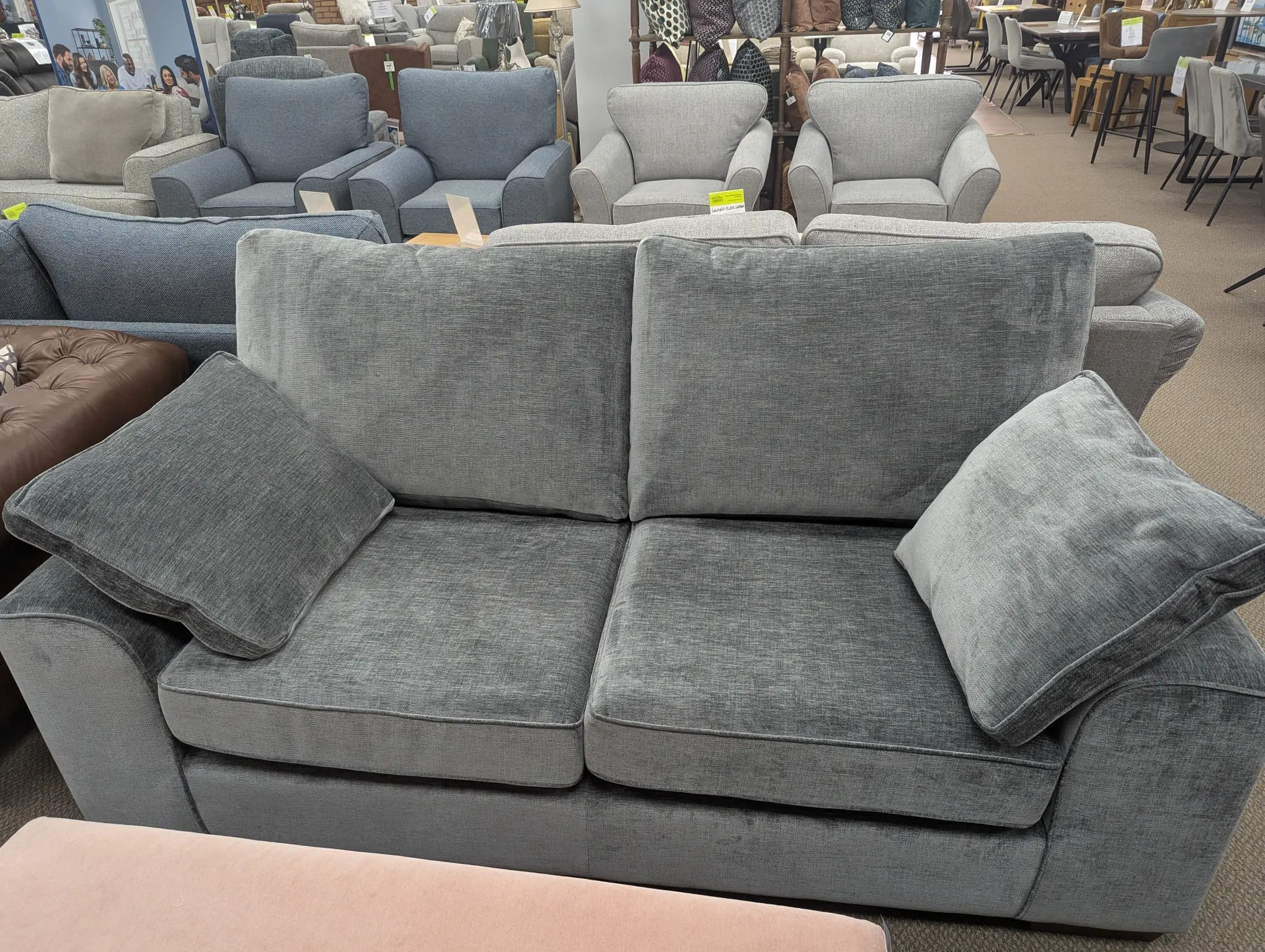 DFS Grey 3x Seater Sofa & 2x Seater HighBack Sofa