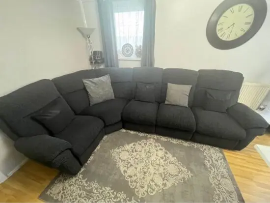 Grey and black corner sofa