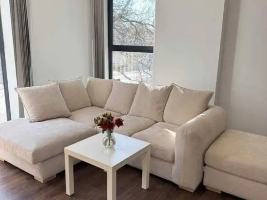 Next Day Delivery !! Cream ORKA x 4 settee Corner sofa with Puffy