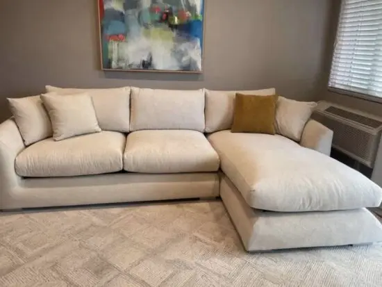 Next Beige L Shape Corner Sofa With Lounge Chaise For Sale
