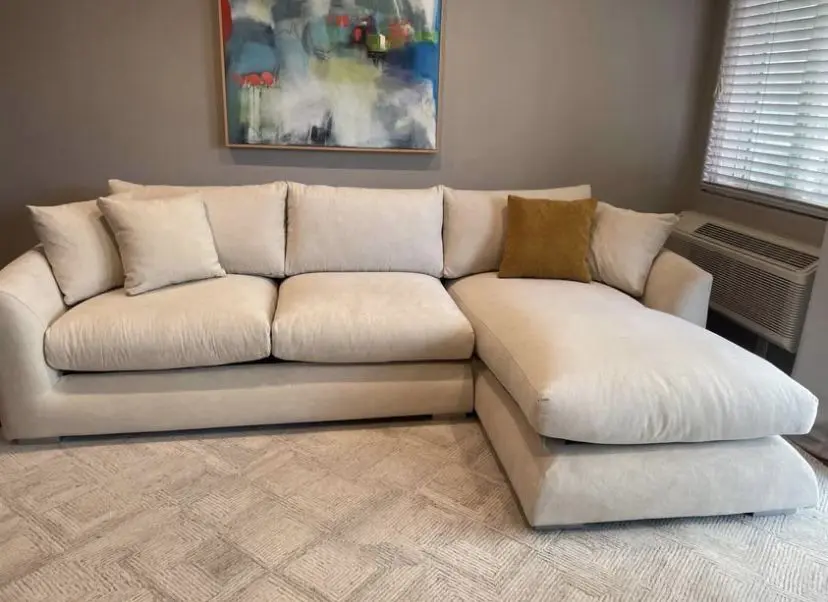 John Lewis Beige L Shape Corner Sofa With Lounge Chaise For Sale