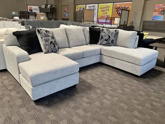 Modern U-Shaped Sectional Sofa with Chaise Lounges Light Gray Fabric