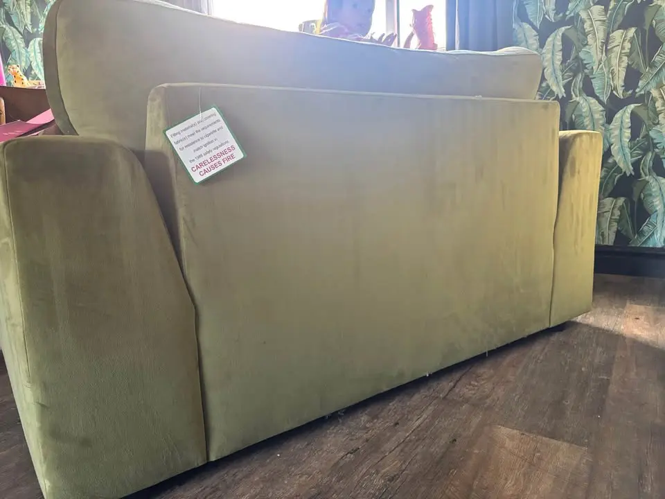 DFS Plush formal back cuddles sofa in Olive Green
