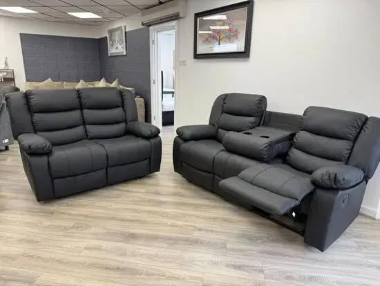 DFS!!! Black Roma recliner 3xseater and 2xseater sofa