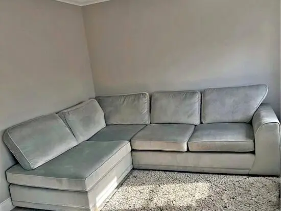 Silver Corner Sofa With High Back Cushions