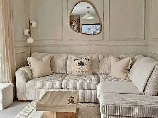 Jumbo Cord Corner Sofa With High back Cushions