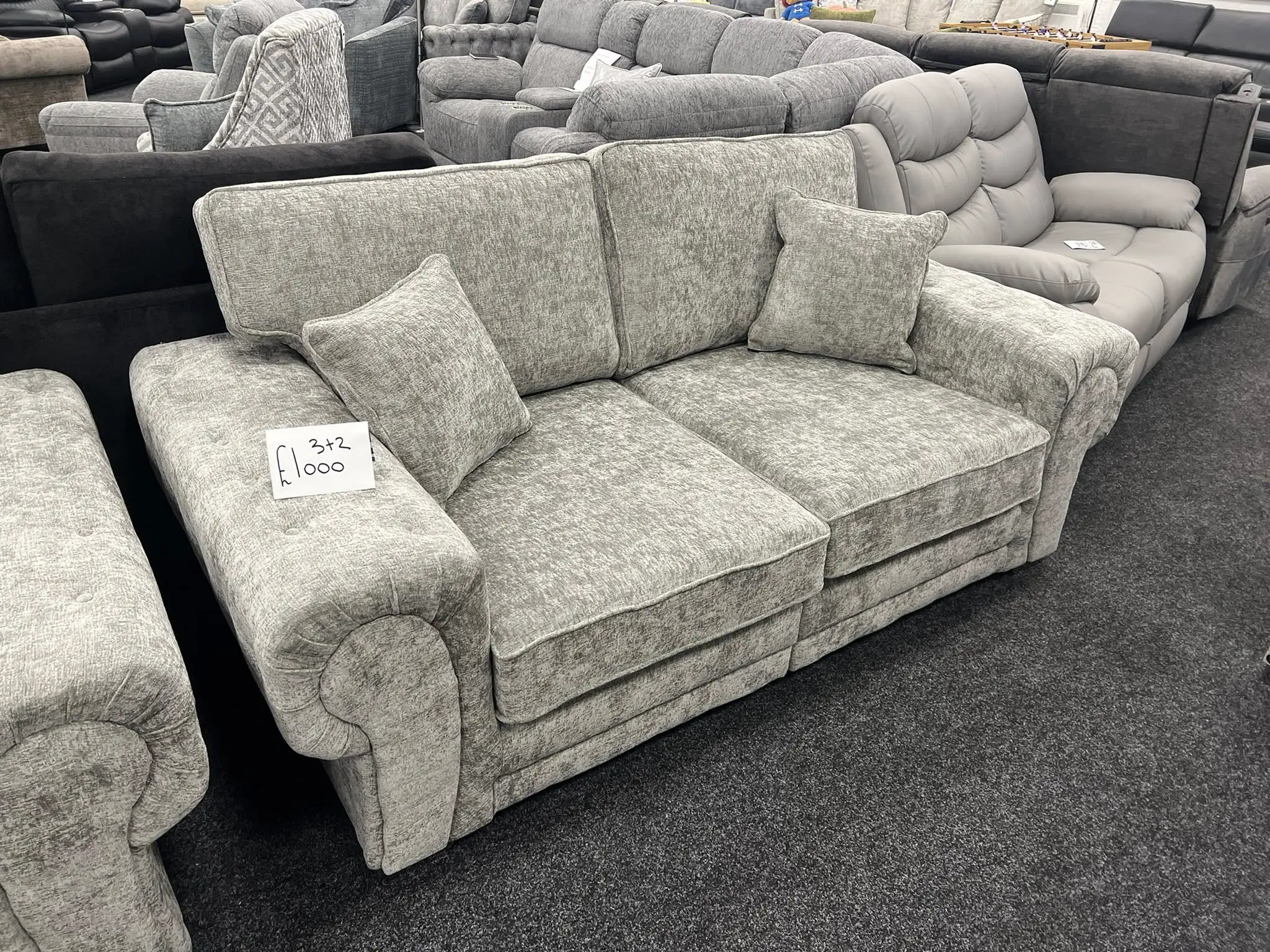 Next Grey Highback Verona 3+2 Seater Sofa