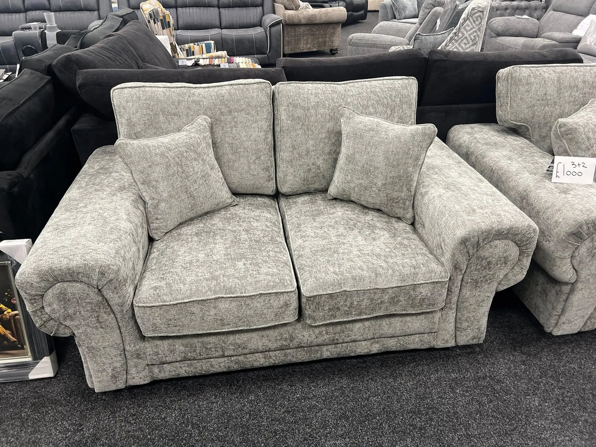 Next Grey Highback Verona 3+2 Seater Sofa