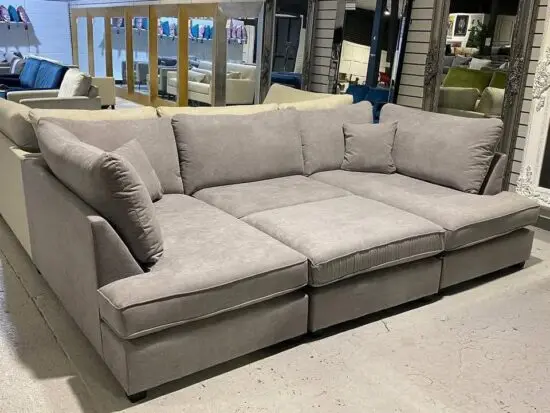 Bishop Mini U Shape 5x Seater Sofa With Matching Fixable Footstool In Grey Color