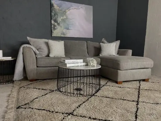 Next Beige L Shape Corner Sofa With Lounge Chaise For Sale