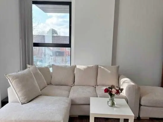 John Lewis Beige L Shape Corner Sofa With Matching Footstool