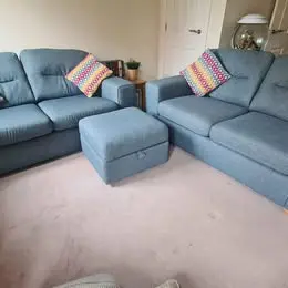 DFS Sofa Set - 2 x Large 2 Seater Sofas & Storage Stool