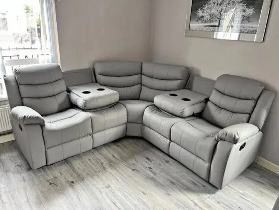 DFS 5x seater leather sofa in grey color