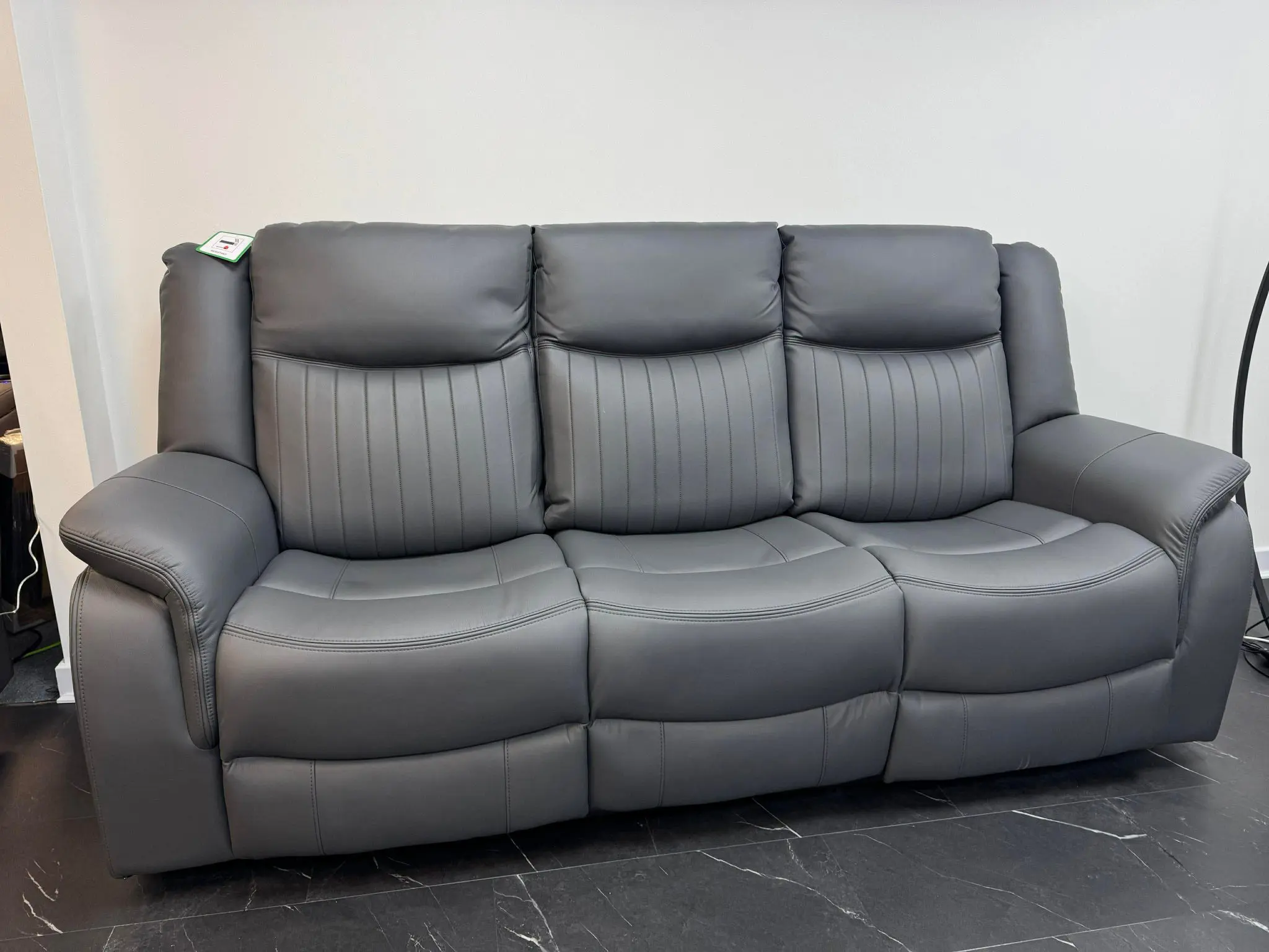 Venice Leather Recliner Sofa With Cup Holders 3+2 Seater Grey