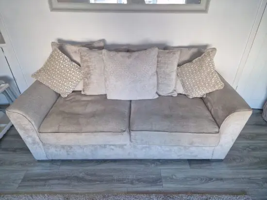 Designer rooms grey 3 seater + 2 seater + footstool - good condition
