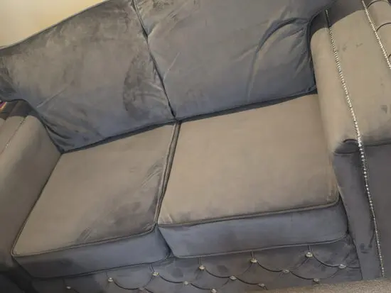 2 seater grey velvet sofa