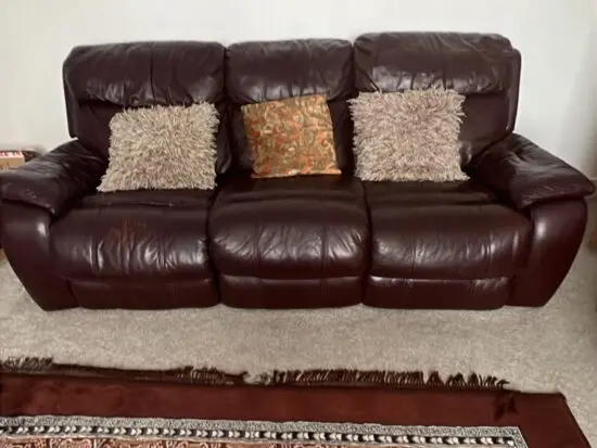 Maroon leather sofa