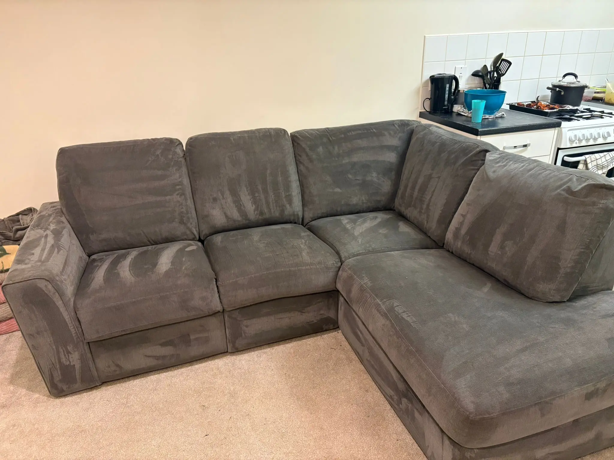 DFS Orka Right Hand Facing Arm Open End Manual Recliner Corner Sofa