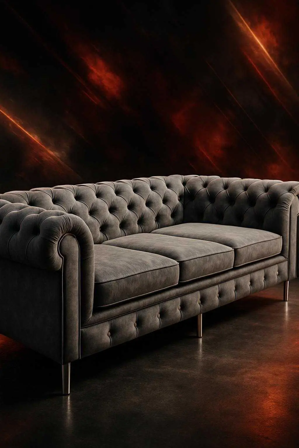 BLUE PLUSH VELVET FABRIC BEPOKE DESIGN CHESTERFIELD SOFA