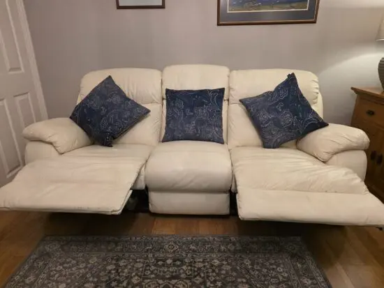 Sofology Cream 2 piece leather recliner suitesuite