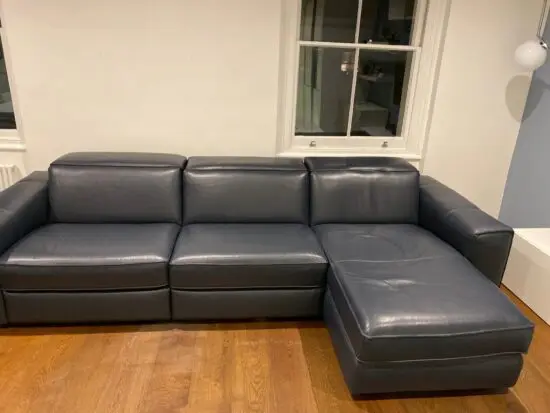 Natuzzi Blue Leather Corner Sofa - Needs to go!