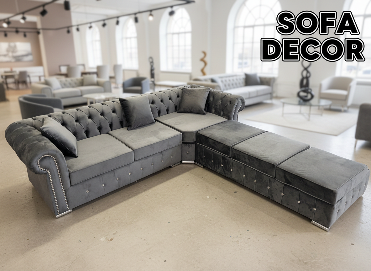 BLUE PLUSH VELVET FABRIC BEPOKE DESIGN CHESTERFIELD SOFA