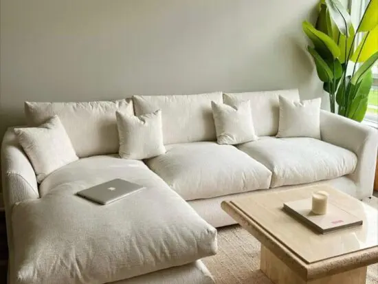 Next Beige L Shape Corner Sofa With Chaise Lounge For Sale