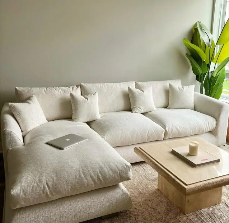 John Lewis Grey L Shape Corner Sofa With High Back Cushions For Sale