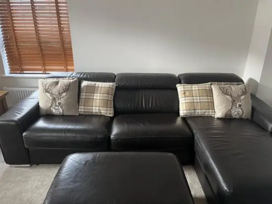 DFS Brown leather corner sofa/sofa bed