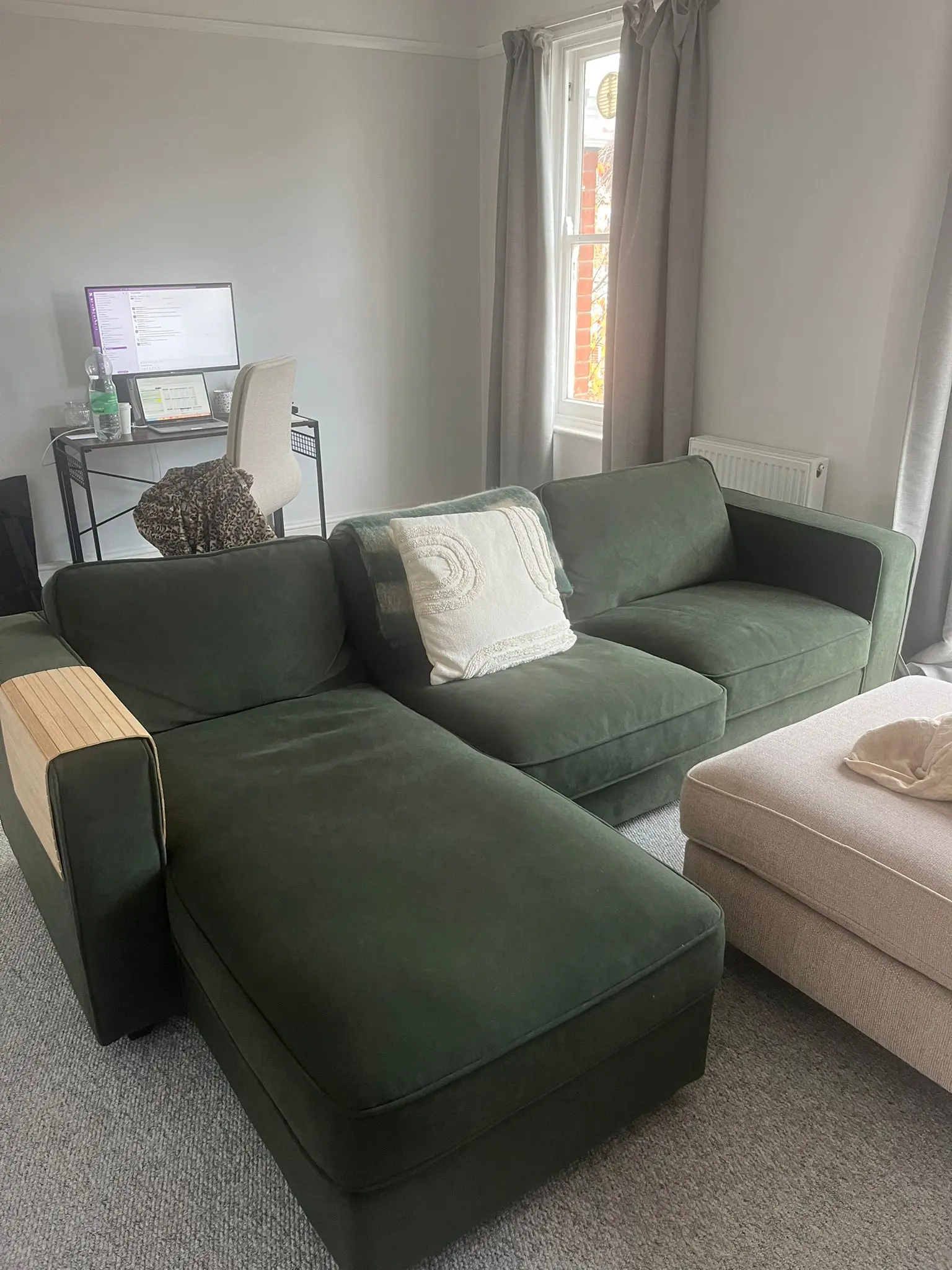 Soho Left Hand Storage Chaise Sofa - Dark Olive