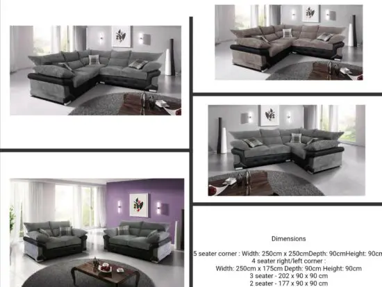 Brand new Logan grey and black corner sofa